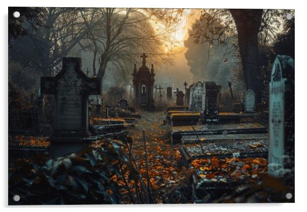 A very spooky old graveyard. Acrylic by Michael Piepgras