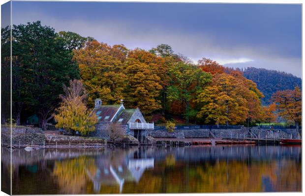 Derwent Water boat house  Canvas Print by Michael Brookes