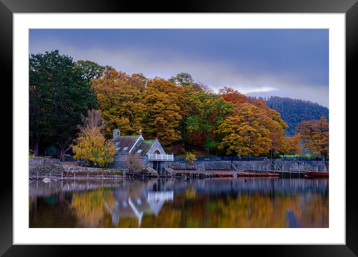 Derwent Water boat house  Framed Mounted Print by Michael Brookes