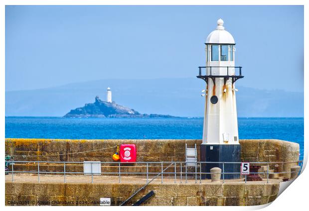 St Ives Harbour Lighthouse  Print by Alison Chambers