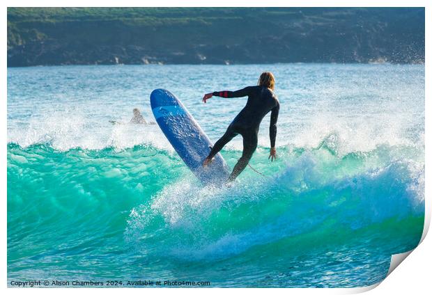 Fistral Beach Surfer Print by Alison Chambers