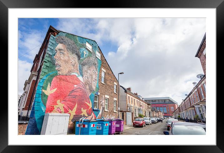 Bobby Firmino mural in front of Anfield Framed Mounted Print by Jason Wells