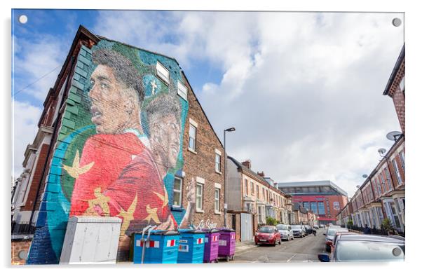 Bobby Firmino mural in front of Anfield Acrylic by Jason Wells