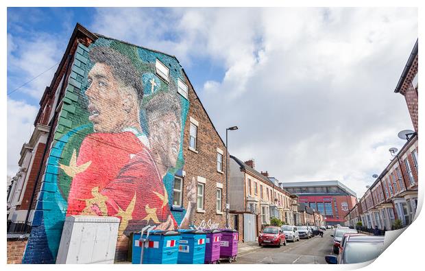 Bobby Firmino mural in front of Anfield Print by Jason Wells
