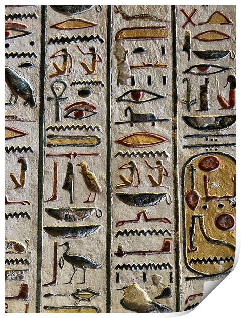 Egyptian hieroglyphs Print by Roland Álland