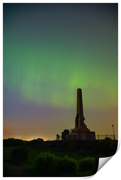 Northern Lights light up Wirral Print by Liam Neon
