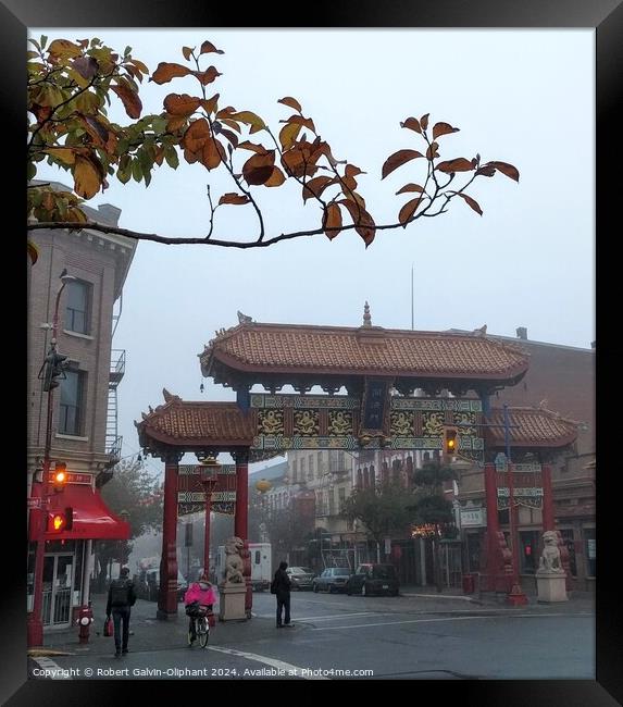 Chinatown gate on a misty morning  Framed Print by Robert Galvin-Oliphant