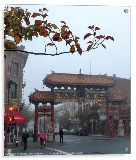 Chinatown gate on a misty morning  Acrylic by Robert Galvin-Oliphant