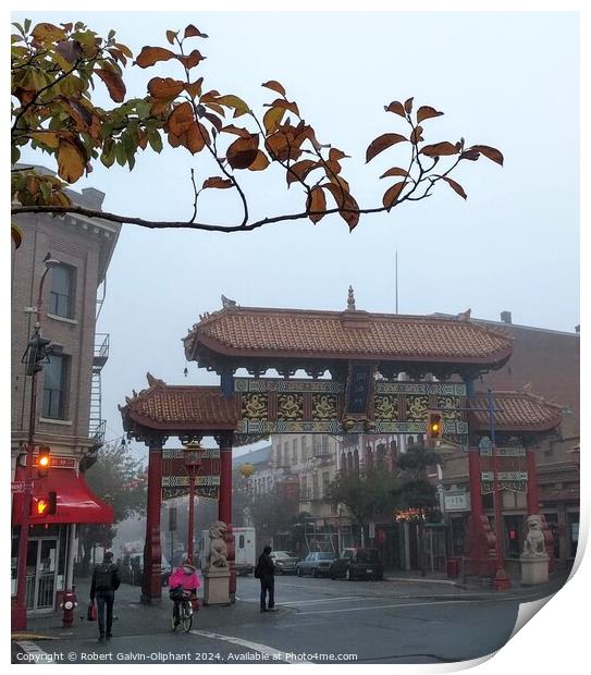 Chinatown gate on a misty morning  Print by Robert Galvin-Oliphant
