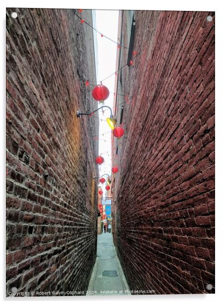 Very narrow brick alley in Chinatown  Acrylic by Robert Galvin-Oliphant
