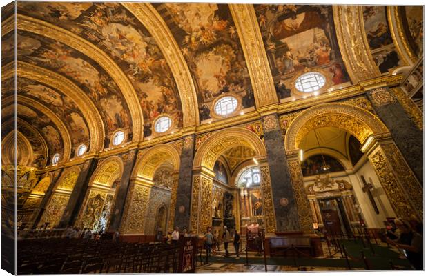 St John Co Cathedral Interior in Valletta, Malta Canvas Print by Artur Bogacki