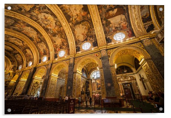 St John Co Cathedral Interior in Valletta, Malta Acrylic by Artur Bogacki