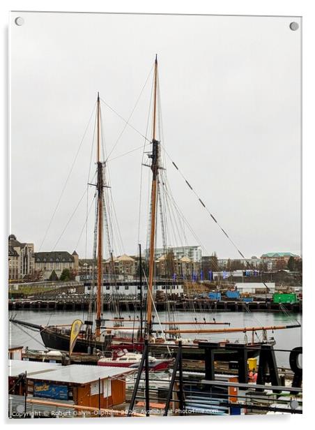 Sailing ship in harbour  Acrylic by Robert Galvin-Oliphant