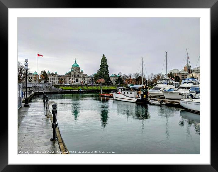 Inner harbour marina and parliament building  Framed Mounted Print by Robert Galvin-Oliphant