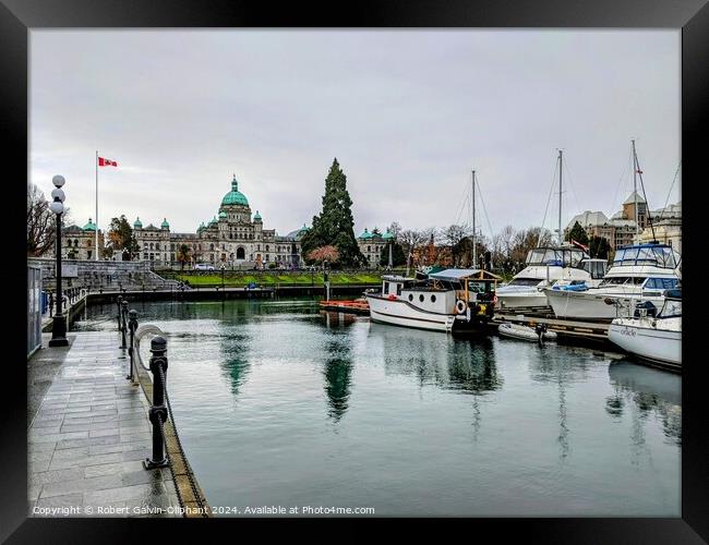 Inner harbour marina and parliament building  Framed Print by Robert Galvin-Oliphant