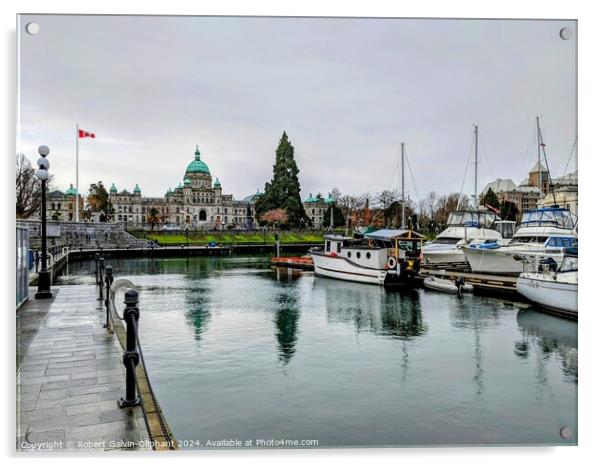 Inner harbour marina and parliament building  Acrylic by Robert Galvin-Oliphant