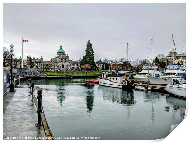 Inner harbour marina and parliament building  Print by Robert Galvin-Oliphant