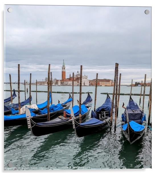 Gondolas docked Acrylic by Robert Galvin-Oliphant