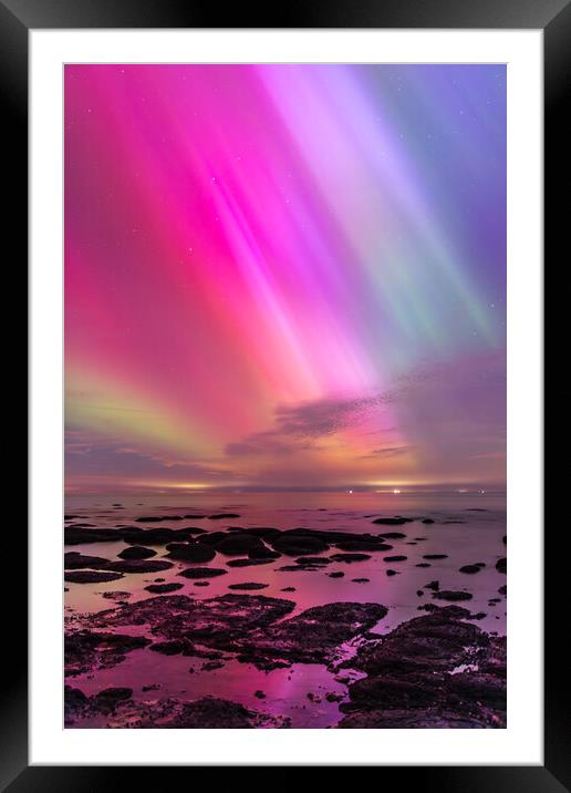 Northern Lights- Hunstanton Cliffs  Framed Mounted Print by Bryn Ditheridge