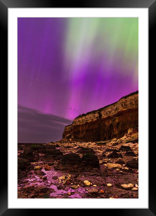 Northern Lights- Hunstanton Cliffs  Framed Mounted Print by Bryn Ditheridge