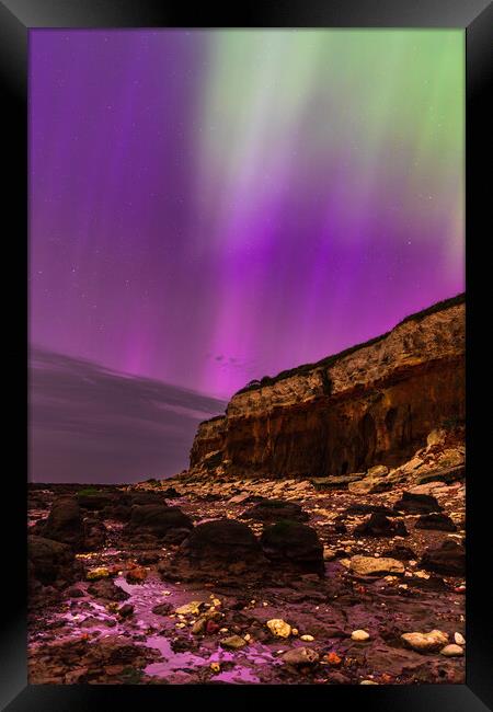 Northern Lights- Hunstanton Cliffs  Framed Print by Bryn Ditheridge