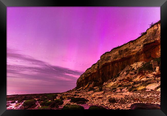 Northern Lights- Hunstanton Cliffs  Framed Print by Bryn Ditheridge