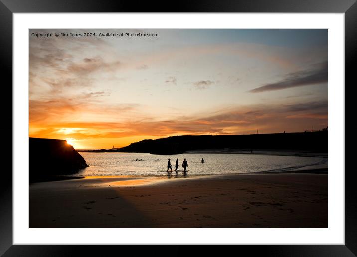 Sunrise Swimmers at Cullercoats Bay Framed Mounted Print by Jim Jones