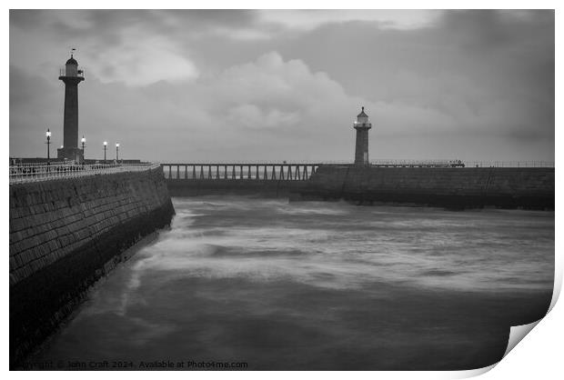 Whitby Harbour in B&W Print by John Craft