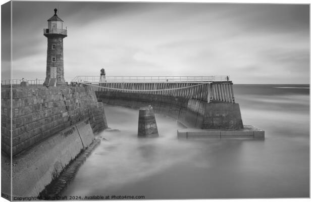 B&W Whitby Harbour Canvas Print by John Craft