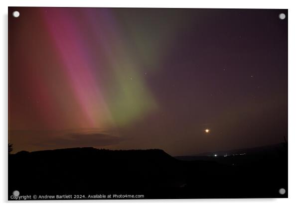 Northern Lights at Rhigos Viewpoint, South Wales, UK Acrylic by Andrew Bartlett