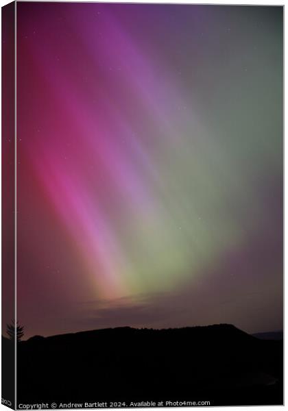 Northern Lights at Rhigos Viewpoint, South Wales, UK Canvas Print by Andrew Bartlett
