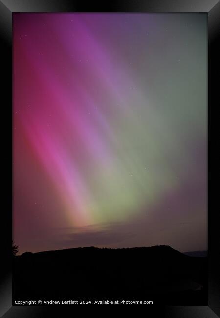 Northern Lights at Rhigos Viewpoint, South Wales, UK Framed Print by Andrew Bartlett