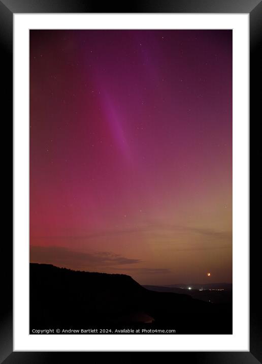 Northern Lights at Rhigos Viewpoint, South Wales, UK Framed Mounted Print by Andrew Bartlett