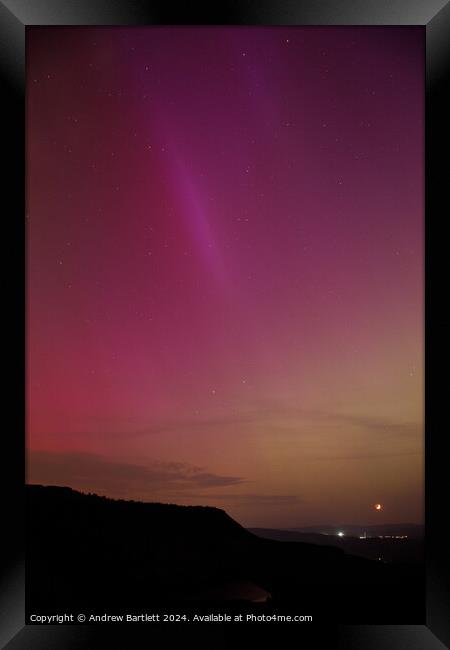 Northern Lights at Rhigos Viewpoint, South Wales, UK Framed Print by Andrew Bartlett