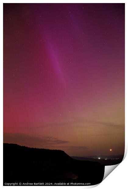 Northern Lights at Rhigos Viewpoint, South Wales, UK Print by Andrew Bartlett