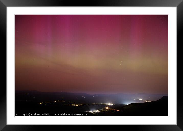 Northern Lights at Rhigos Viewpoint, South Wales, UK Framed Mounted Print by Andrew Bartlett