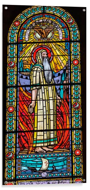 Polycarp Stained Glass Saint Pothin Church Lyon France Acrylic by William Perry
