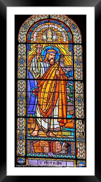 Pothin Stained Glass Saint Pothin Church Lyon France Framed Mounted Print by William Perry