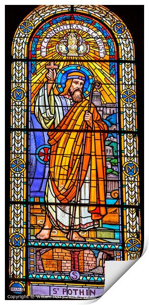 Pothin Stained Glass Saint Pothin Church Lyon France Print by William Perry