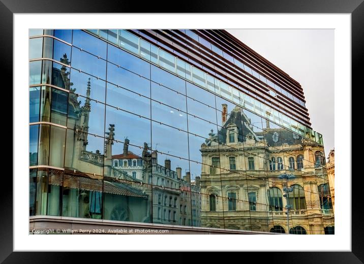 Hotel de Ville Reflection Cityscape Lyon France Framed Mounted Print by William Perry