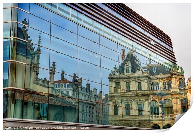 Hotel de Ville Reflection Cityscape Lyon France Print by William Perry