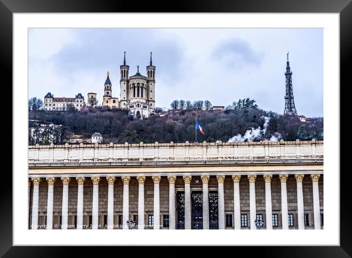 Pedestrian Bridge Palais du Justice Notre Dame Lyon France Framed Mounted Print by William Perry