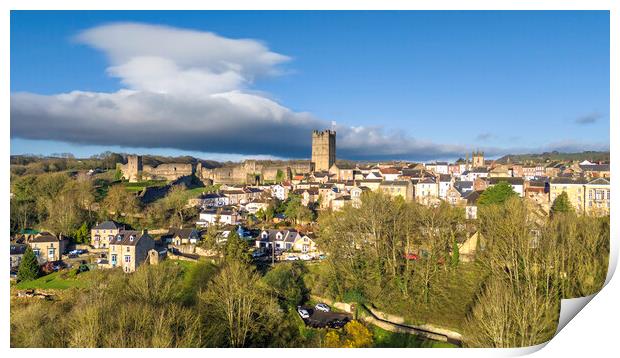 Richmond Castle From The Air Print by Steve Smith