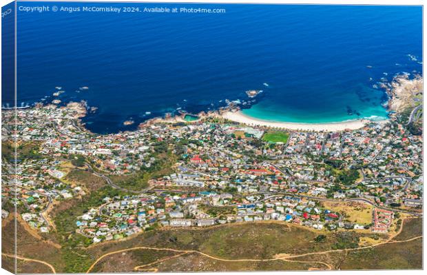 Camps Bay from Table Mountain, Cape Town Canvas Print by Angus McComiskey