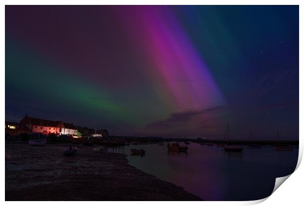 The Northern Lights pay a visit to Burnham Overy Staithe 10/5/24 Print by Gary Pearson