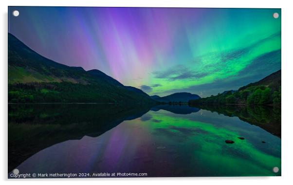 Buttermere Northern Lights Acrylic by Mark Hetherington
