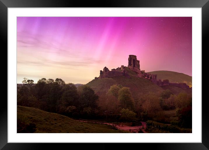 Corfe Castle Aroura Framed Mounted Print by David Semmens