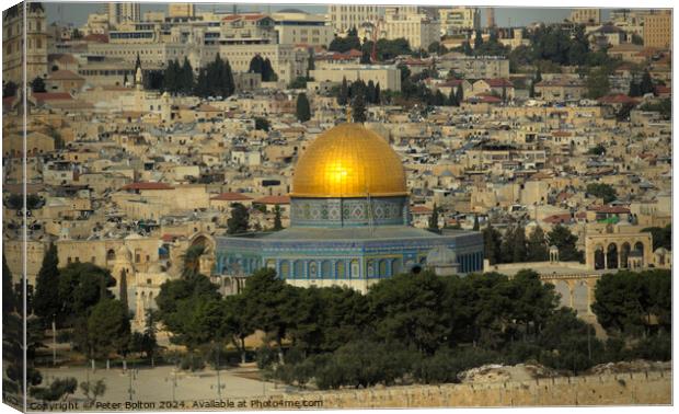 Dome of the Rock Shrine, Jerusalem. Canvas Print by Peter Bolton