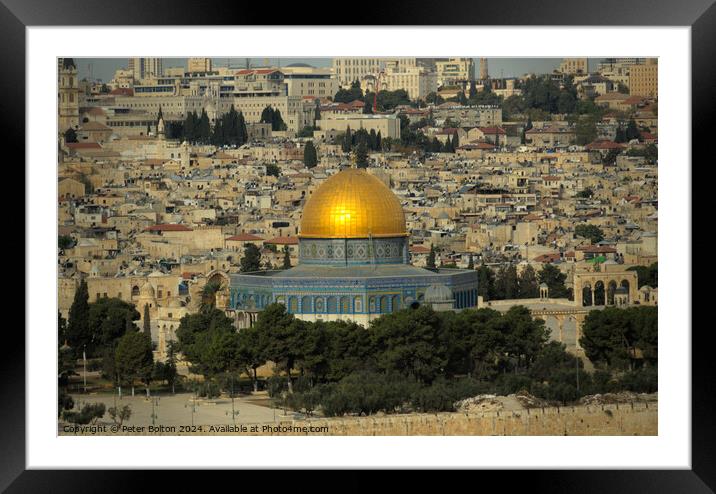 Dome of the Rock Shrine, Jerusalem. Framed Mounted Print by Peter Bolton