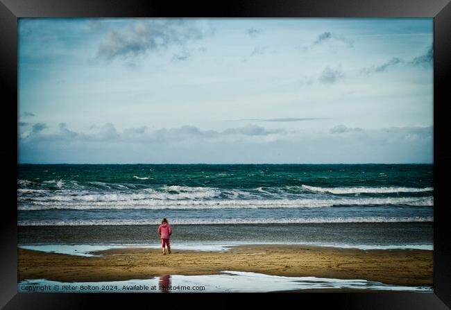 'I'm so small' Photo art at St. Ives, Cornwall. Framed Print by Peter Bolton